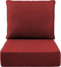 Luxury 6" Outdoor Cushions for Patio Furniture, 24x24x6 Thick Seat Cushion Set, Fade Resistant Couch Chair Replacement Cushions High Density Deep Wicker Chair Cushion with Removable Cover, Red