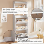 Shoe Cabinet for Entryway, White, 31.5 * 9.37 * 78.74 Inch, 3 Flip Drawers, 3 Shelves, Modern Style