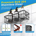 EUDELE Shower Caddy 2 Pack, Adhesive Shower Organizer for Home Decor & Kitchen Storage, No Drilling, Rustproof Stainless Steel Bathroom Shelf Organizer
