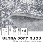 KILOCOCO Moroccan Small Area Rug 2x3 Entryway Rugs Printed Vintage Floral Washable Rug Non-Slip Kitchen Rug Indoor Door Mat, Accent Throw Small Rugs for Laundry Room Bedroom Entrance, Grey