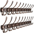 Dseap Coat Rack Wall Mount - 38” Long 10-Tri-Hooks Heavy Duty Coat Hanger Rail Wall Hooks for Hanging Coats Hats Clothing Clothes Purse Mudroom Entryway, Antique Copper, Pack of 2