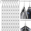 NiHome Clothing Chain Hanger 10-Pack, Metal Closet Organizer Space Saving Hangers with 7 Holes, College Dorm Room Essentials, Closet Organizers & Storage for Home, Office, Cruise & Travel