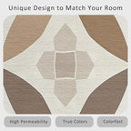 Geometric Rug, Washable 4x5 Rug for Living Room, Modern Abstract Patterned Indoor Carpet, Geometric Decor for Home, Bedroom, Soft Non Slip Thin Design FER85