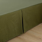 Full Bed Skirt - Full Size Bed Skirt 14 Inch Drop with Split Corners, Pleated Waffle Weave Bed Skirt, Tailored Dust Easy Fit, Machine Washable (Green, Full - 14" Drop)