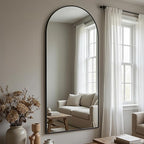 Antok Full Length Floor Mirror Arched Standing Mirror with Aluminum Frame - Freestanding Wall Mount Leaning Body Mirror for Bedroom Living Room Entryway, 71" L x 28" W, Black