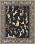 Black Dogs Area Rugs 9x12 Living Room Washable Rug Non Slip Floral Low Pile Large Rug for Living Room, Bedroom, Farmhouse, Dining Room, Kids Playroom