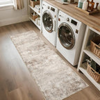 Washable 2x6 Kitchen Runner Rug: Abstract Indoor Rubber Backing Runners for Hallway Bathroom Bedroom - Easy Clean Soft Thin Floor Mat - Modern Neutral Decor Throw Carpet - Beige Brown