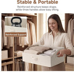 StorageWorks Trapezoid Storage Bins, Linen Closet Organizer, Closet Organizer Bins, Shelf Baskets, Clothing, Towels, Large, Beige(Cotton-linen), 3-Pack