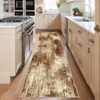 RELEANY Washable Area Rugs 2'x6' Non-Slip Modern Abstract Soft for Living Room Entryway Bedroom Nursery, Print Pattern, Brown Tan Beige Coffee