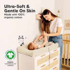 2-Pack Organic Changing Pad Covers for Girl, Boy, Neutral - 100% Cotton Changing Table Pad Cover, Soft Baby Nursery Diaper Changing Pad Sheets, Contour Changing Pads Liners, Change Pad Cover (Cameo)