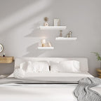 Floating Shelves for Wall, Wall Mounted Shelves with Lip for Storage, Metal Display Shelves for Home Decor, Kitchen/Living Room/Bedroom/Bathroom Shelf, White 16 inch 2 Pack