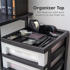 IRIS USA Craft Plastic Organizers and Storage, Rolling Storage Cart for Classroom Supplies, Storage Organizer for Art Supplies, Drawer Top Organizer for Small Parts, 6 Drawer, Black/Pearl
