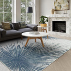 Lahome Modern Machine Washable 6 x 9 Area Rug, Non-Slip Ultra-Thin Big Rugs for Living Room Throw Soft Large Carpet for Bedroom, Abstract Print Indoor Carpet for Dining Room Office (Blue/Gray, 6'x9')