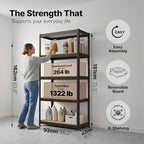 HOMEDANT House 36.2" W 5 Tier Heavy Duty Garage Shelving Adjustable Metal Rack Storage Shelves Standing Shelf Unit Organizers Pantry Closet Office Black 1Pack