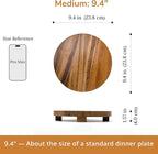 Round 9.4" Acacia Wood Decorative Tray – Farmhouse Wood Riser Pedestal Stand for Kitchen and Bathroom Decor, Counter Display, Vanity Tray (Medium, 9.4" Dia)