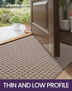 DEXI Front Entryway Door Mat Non Slip 48x72, Large Double Entry Way Mats Inside Entrance Low Profile, Welcome Doormat Dirt Trapper for Garage House Floor Home Porter Hall Backdoor Area, Light Taupe