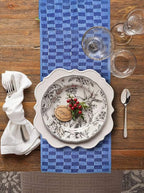 AAYU Denim Table Runners Fringed Tape Weaved,Hand Frayed Tape Weaved, 17-18 Inch X 72 Inch,