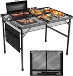 WildFinder 3x2 FT Folding Grill Table, Portable Camping Table for Outside, Adjustable Height Folding Table with Desktop & Mesh Bag, Lightweight Outdoor Table for Camping, Picnic, BBQ