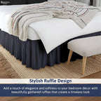 KRISHNA Ruffled Bed Skirt with Split Corners Queen, 100% Microfiber Hotel Quality, 14 Inch Drop Dust Ruffle Gathered Bedskirt with Platform, 60" x 80", Dark Grey