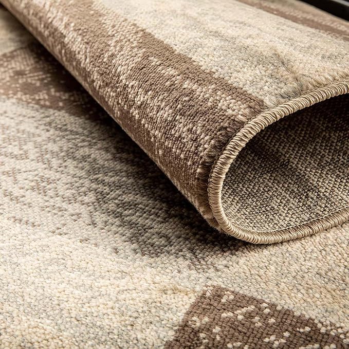 Superior Indoor Area Rug, Jute Backing, Plush Modern Rugs for Entryway, Kitchen Floors, Office Floor Cover, Color Block Rugs, Rockwood Collection, 6' x 9', Slate