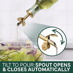 COOK WITH COLOR Glass Olive Oil Bottle Dispenser - 2 Pack- 17oz Oil and Vinegar Cruet - Olive Oil Carafe Decanter for Kitchen, Floral, Green