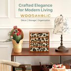 Classic Leopard Print Wooden Desk Organizer - 4-Drawer Desktop Storage - Rustic Wood Cabinet for Office Supplies, Craft Tools, & Home Organization - Luxurious Drawer Unit