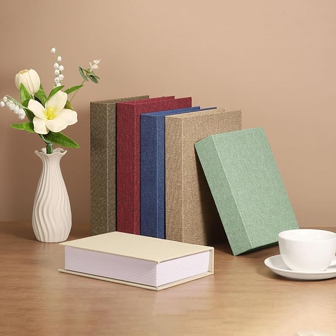 uxcell Decorative Books, 8.7 x 5.9 Linen Fake Books for Decoration Faux Decor Book for Modern Aesthetic Home Office Coffee Table Shelf Desktop Display, Grey White