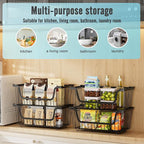 GAOKASE 4 Pcs Stackable Wire Baskets for Pantry Organizers and Storage,Vegetable Fruit Basket for Countertop,Kitchen Storage Metal Baskets,Produce Potato Onion Storage Bin,Black