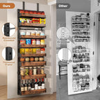 8-Tier Over The Door Pantry Organizer, Heavy-Duty Metal Wall Mount or Hanging Spice Rack, behind the door storage Shelves with Adjustable Basket, Back of Door Organizer for Kitchen Cabinet and Closet