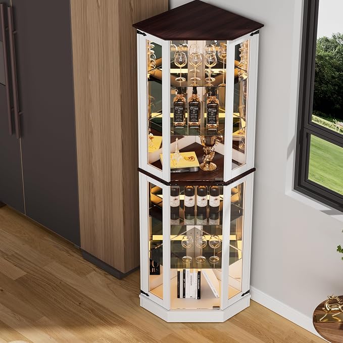PAKASEPT 71'' Farmhouse Display Curio Cabinet