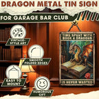 Dragon Metal Tin Sign Vintage Funny Wall Decor Time Spent With Books And Dragons Is Never Wasted Poster For Book Lovers Library Study Office Reading Nook Home Bar 8x12 Inch