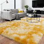 Upgrade Non-Slip Plush Rugs for Living Room, Soft Shaggy Carpets for Living Room, Fuzzy Rugs for Kids' Room, Perfect Decor for Modern Home Tie Dye Yellow 5x7Feet