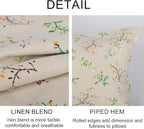 Spring Flower Lumbar Throw Pillow Cover 12x 20 Set of 2, Embroidered Branch Farmhouse Neutral Linen Pillow Cushion Cases, Decorative Pillows for Bed, Outdoor Couch Bedroom Car Green