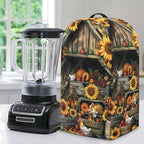 Sunflowers Wooden Shelves Blender Cover for Kitchen Chickens Small Appliance Dustproof Cover Washable Foldable Coffee Appliance Covers with Durable Handle