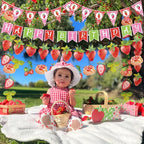Strawberry Birthday Banners, 5 Pcs Girl Party Banners, Berry First Birthday Decor for Girls, Strawberry Baby Shower