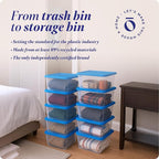 HOMZ 10-Pack Snaplock, Small Clear Plastic Storage Organizer Bins w/Lids, 6 Quart, Blue - Stackable Container Boxes for Bedroom, Bathroom, Garage, and Office Organization