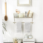 DII Rustic Farmhouse Bathroom Décor, Metal Storage, Large Towel Bar, Gold
