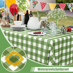 Smiry 6 Pack Sage Green Gingham Disposable Tablecloths - 54" x 108" Heavy Duty Plastic Table Cloth, Waterproof Buffalo Plaid Table Covers for Picnic, Banquets, Outdoor Parties