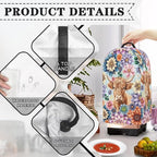 Kitchen Countertop Blender Cover Appliance Dust Protection Anti Fingerprint Easy to Clean Standard Countertop Blender Appliance Dust Cover Boho Floral Highland Cow