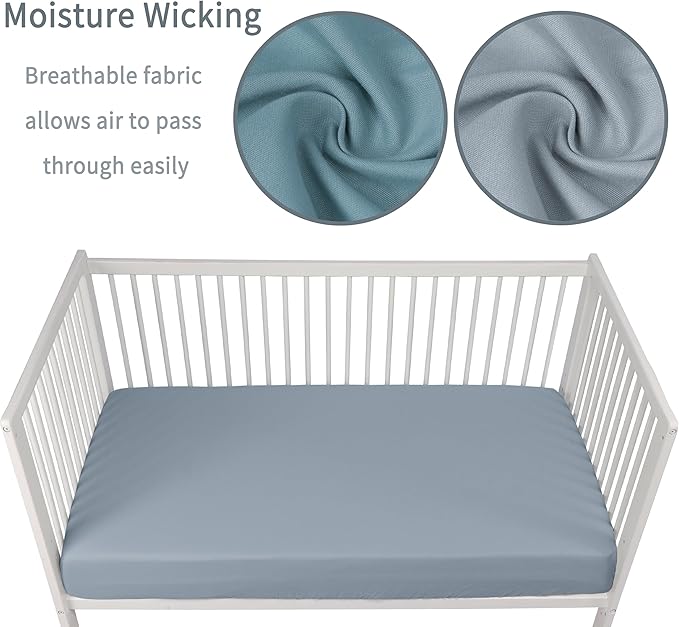 Baby Crib Sheets for Boys Girls, 2 Pack Fitted Crib Sheet for Standard Crib and Toddler Mattress, Soft Microfiber Baby Sheet 52x28x8in. (Dark Green & Dark Grey)