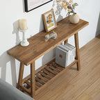 HOKYHOKY Reclaimed Solid Wood Console Table, 43.3" Farmhouse Entryway Table, Narrow Couch Tables Behind Sofa, 2 Tiers Accent Tables for Hallway, Entrance, Foyer, Living Room