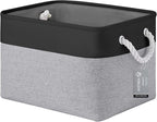 Large Storage Baskets- 15x11x10 inch Storage Bins for Shelves and Closet Organizing, Foldable Fabric Bin for Home Organization Clothes and Laundry (1-Pack, Black&Gray)