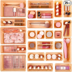 Vtopmart 25 PCS Plastic Drawer Organizers Set, 4-Size Versatile Bathroom and Vanity Drawer Organizer Trays, Storage Bins for Makeup, Bedroom, Kitchen Gadgets Utensils and Office