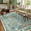 Lahome Insect 9x12 Area Rugs for Living Room Bedroom, Soft Washable Rugs 9x12 Stain Resistant, Ultra-Thin Non-Slip Non-Shedding Accent Carpet for Dining Room Office, Green