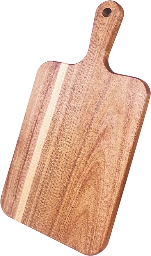 ZeQi Acacia Wood Cutting Board with Handle 13.7''X7'' / Charcuterie Board/Serving Board/Cheese, Bread, Vegetables & Fruits Serving Board (Rectangular)