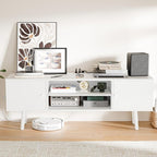 Cozy Castle TV Stand for 48-55 Inch TV, Mid Century Modern Entertainment Center with Storage Cabinet, TV Media Console with Charging Station for Living Room (White, 42.5" W x 15.7" D x 19.7" H)