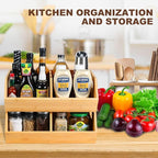 2 Set Bamboo Storage Bins, Pantry Organizers and Storage, Kitchen Countertop Organization and Storage Basket for Produce, Onions, Potatoes, Garlic, Fruits, Vegetable and Bread