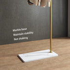 Gold clothing rack with Marble Base,Modern clothes racks for hanging clothes,7-shaped coat rack Freestanding Small garment rack Clothes Hanging Rack for Small Space,Bedroom or cloakrooms