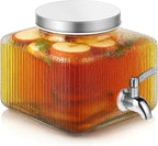 1 Gallon Drink Dispensers for Parties,Beverage Dispenser for Fridge with Leakproof Stainless Steel Spigot, Ideal for Water, Lemonade, Juice, Iced Tea