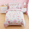 SANDJEST Floral Duvet Cover Sets Twin Size for Kids Girls, Include 1 Polyester Comforter Cover 68x86 Inches and 1 Pillowcase 20x26 Inches, Comforter Not Included, Gift for Christmas Birthday
